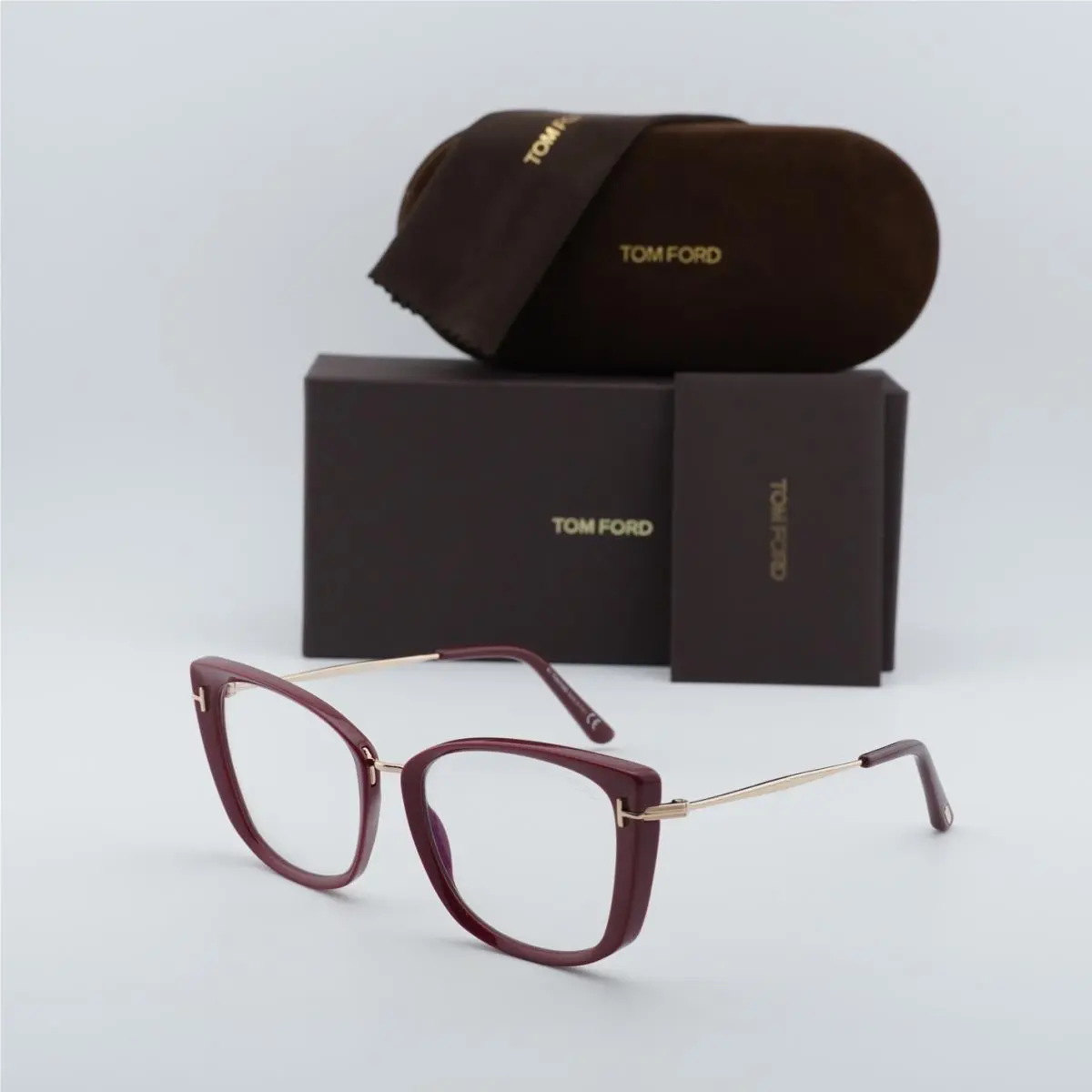 Tom Ford FT5816-B 074 Shiny Fuchsia/rose Gold/clear Blue Light Block