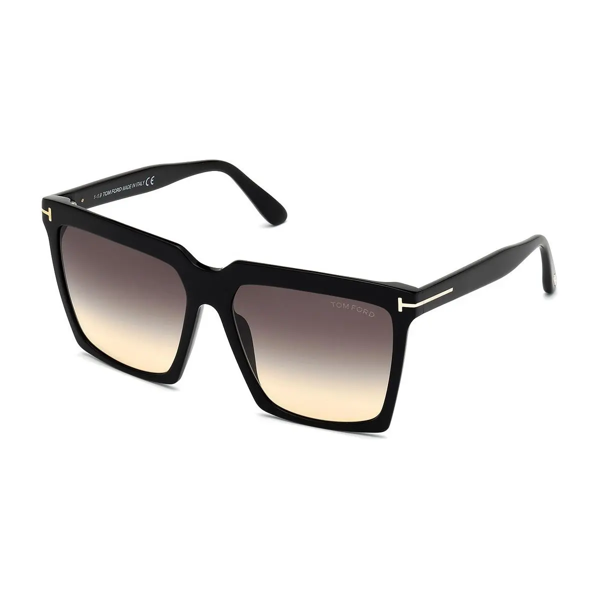 Women Square Sunglasses FT0764 01B Shiny Black /gradient Smoke 58mm by Tom Ford