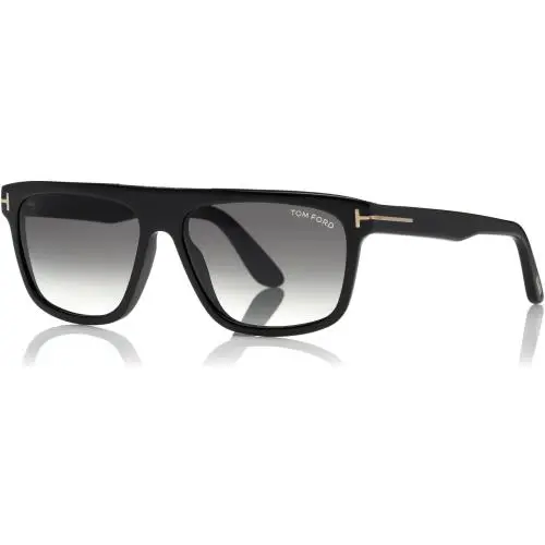 Tom Ford Cecilio-02 FT0628 01B Shiny Black Gradient Smoke 57 mm Men`s Sunglasses