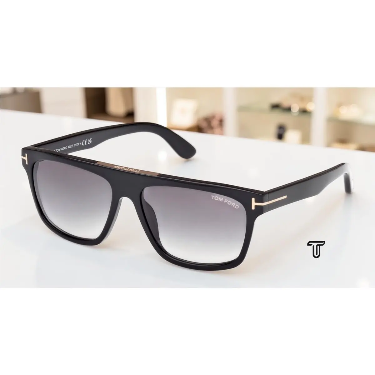 Cecilio-02 FT0628 01B Shiny Black Gradient Smoke 57 mm Men`s Sunglasses by Tom Ford