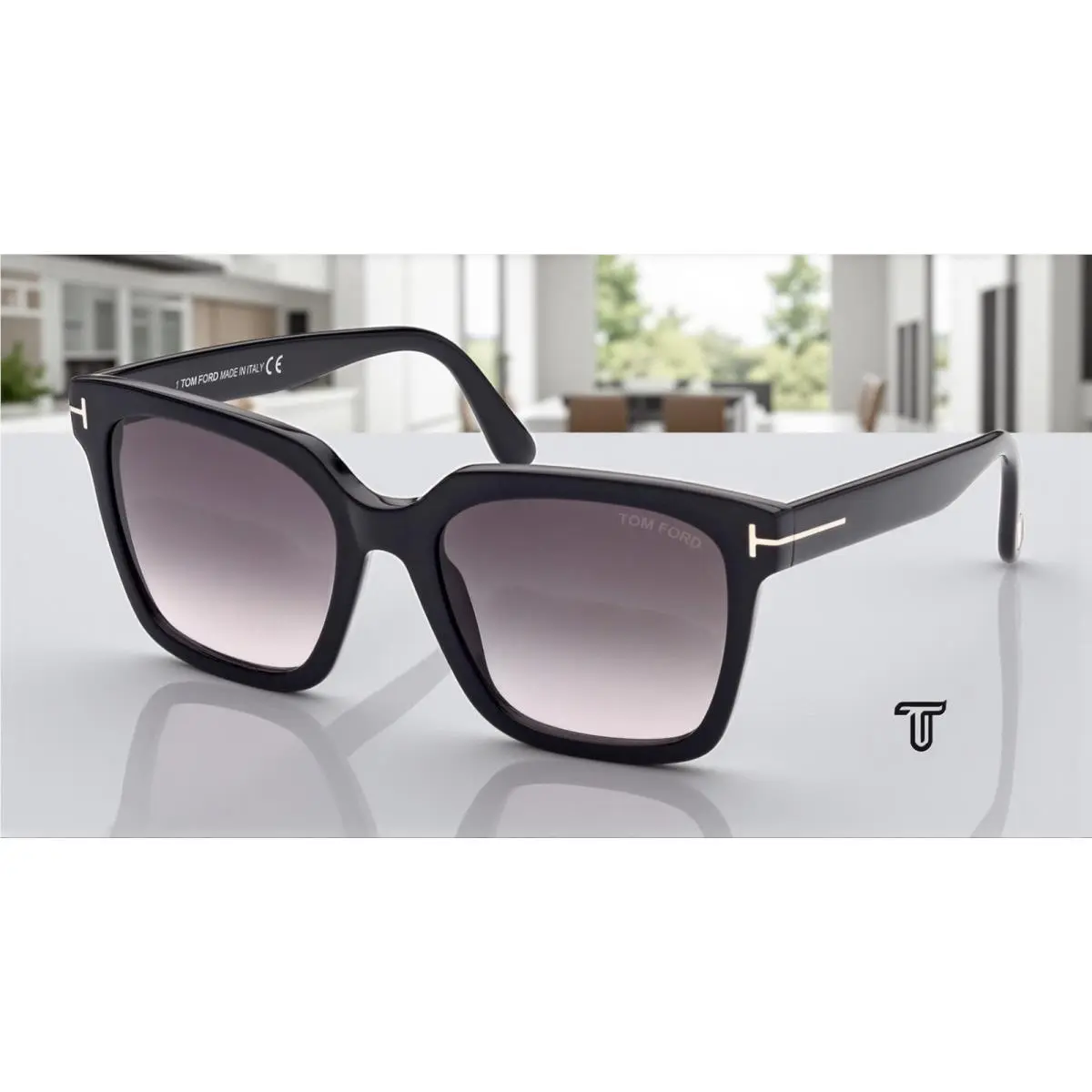 Selby FT0952 01B Shiny Black Grad Smoke Pink 55 mm Women`s Sunglasses by Tom Ford