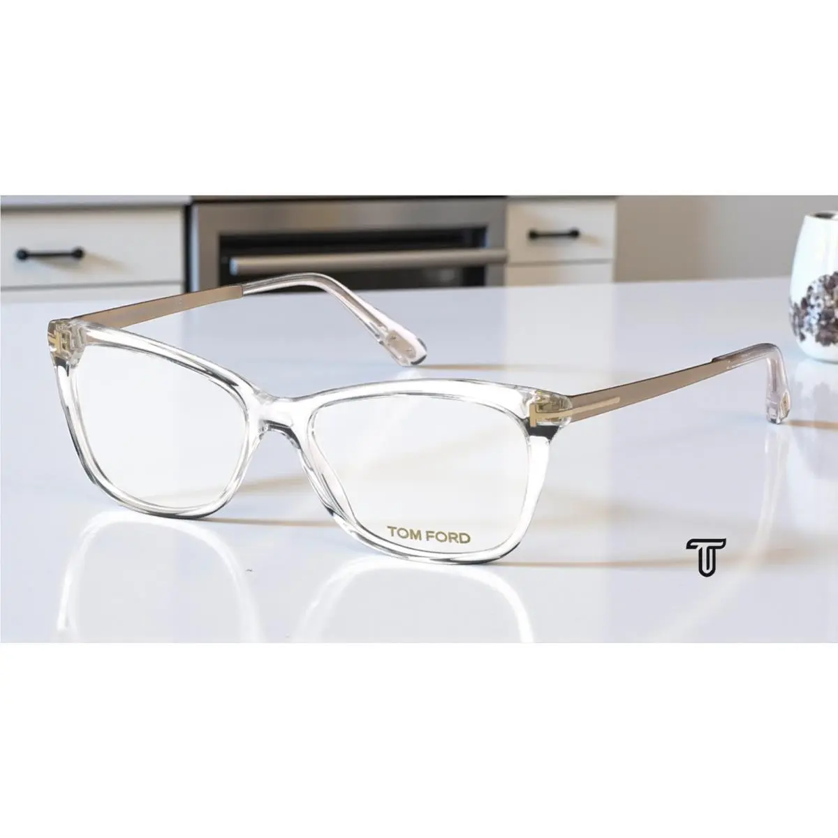 Tom Ford FT5353 026 Crystal Clear Lens Plastic 52 mm Women`s Eyeglasses
