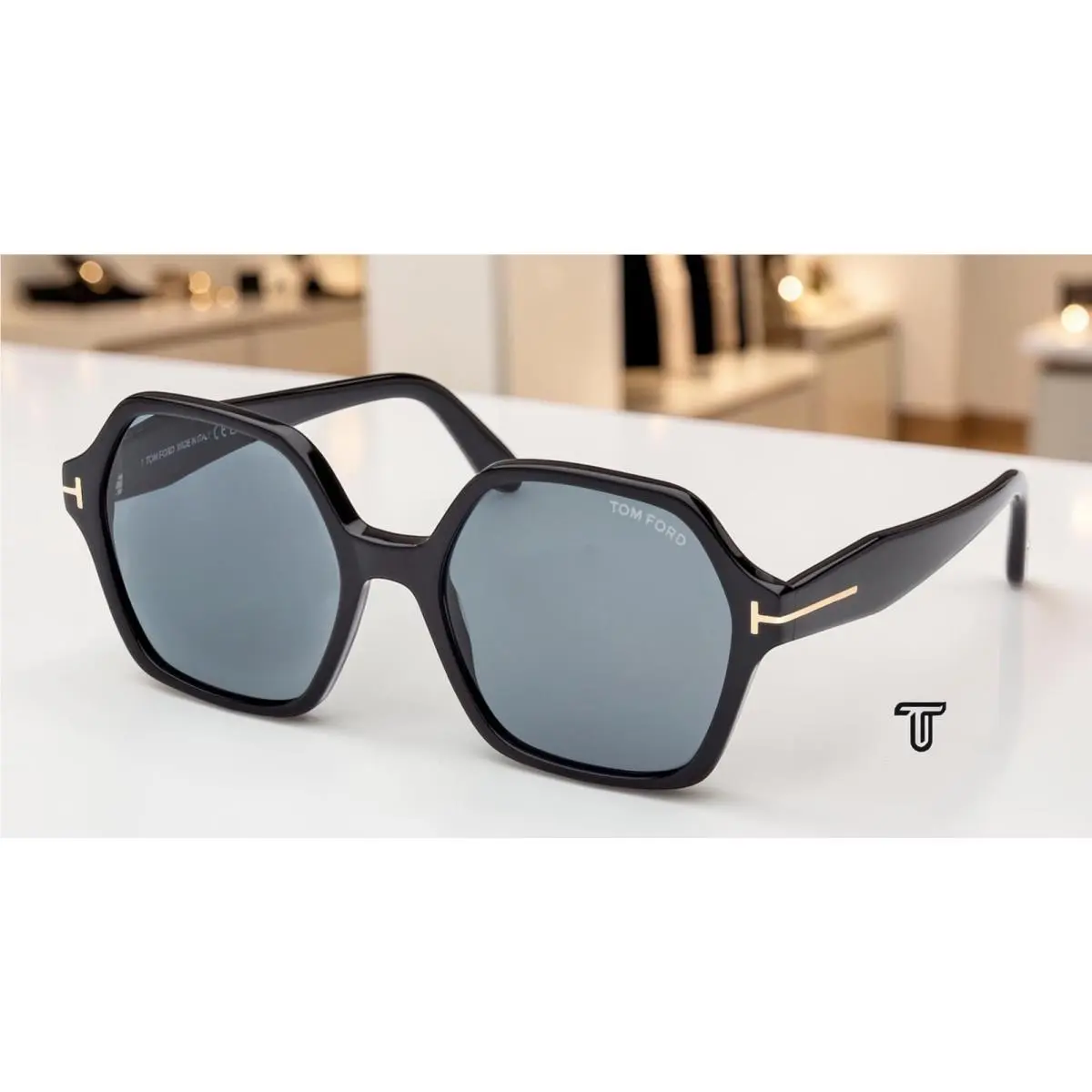 Romy FT1032 F 01A Plastic Shiny Black Smoke 56 mm Women`s Sunglasses by Tom Ford