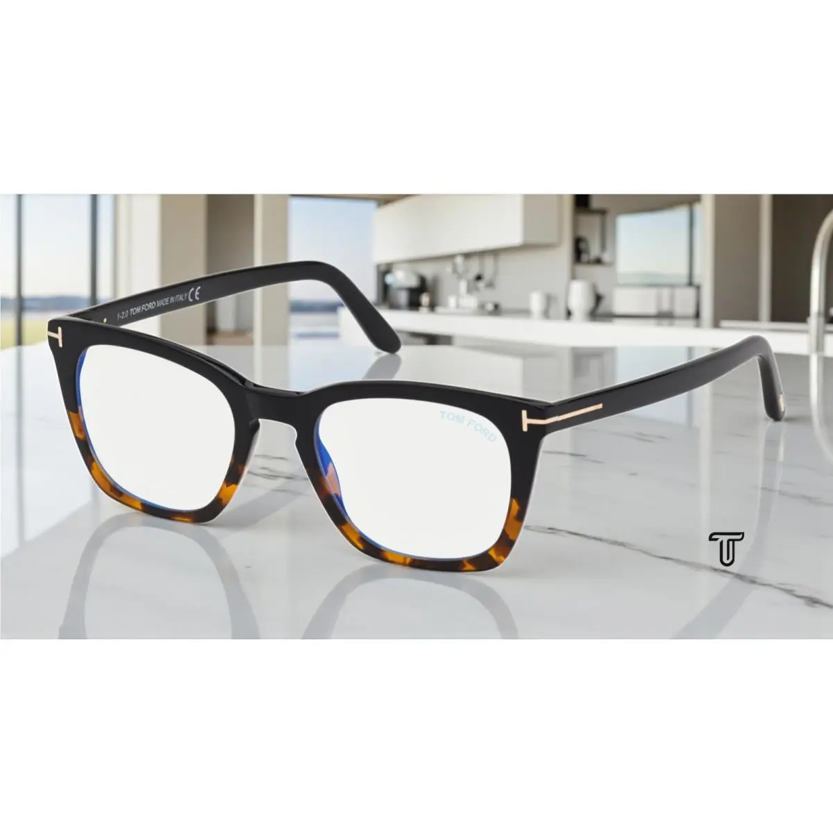 Tom Ford FT5736-B 005 Square Black Demo Lens 50 mm Men`s Eyeglasses