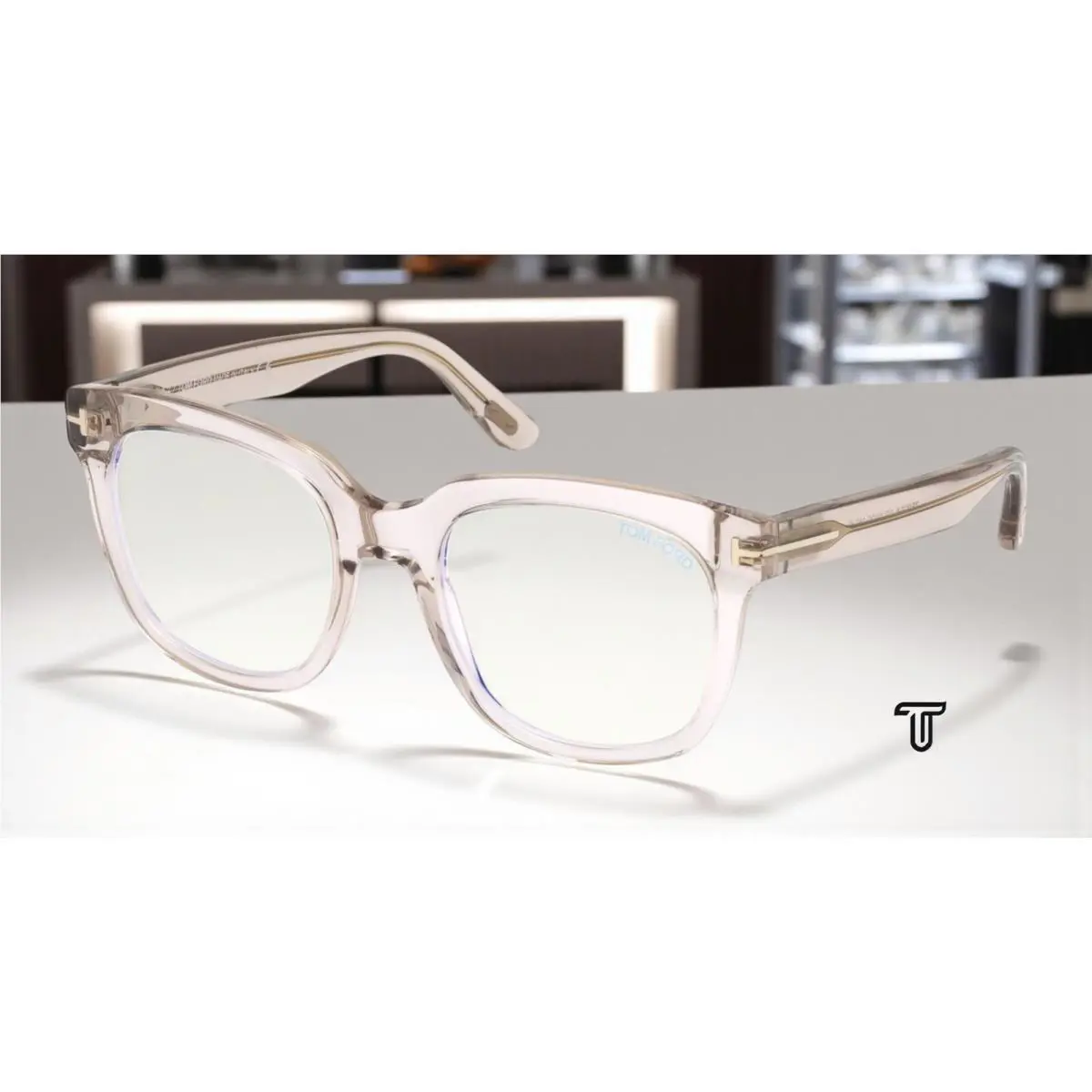 Tom Ford FT5537-B 072 Shiny Pink Clear Lens Plastic 52 mm Women`s Eyeglasses