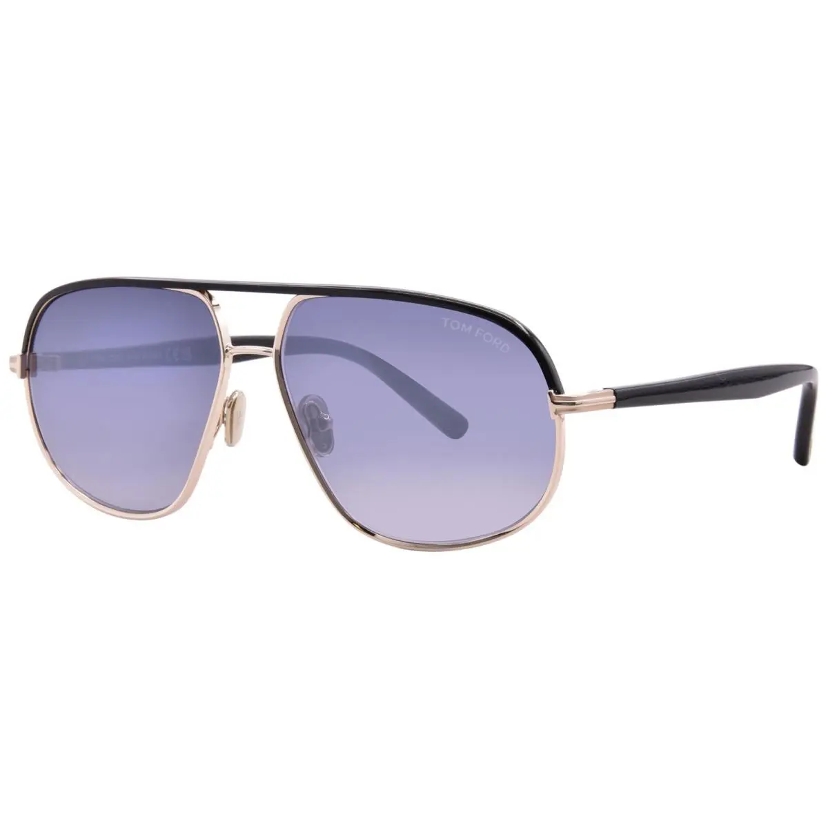 Tom Ford FT1019 28B Sunglasses Men`s Shiny Rose Gold/smoke Gradient Pilot 59mm
