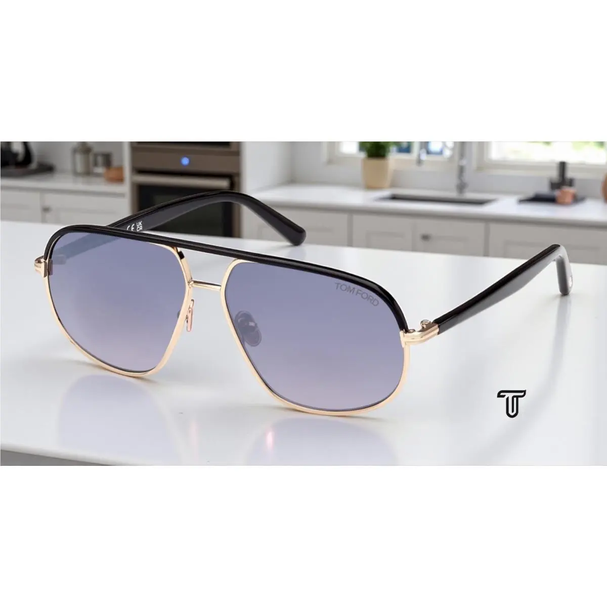 Maxwell FT1019 28B Metal Rose Gold Smoke 59 mm Men`s Sunglasses by Tom Ford