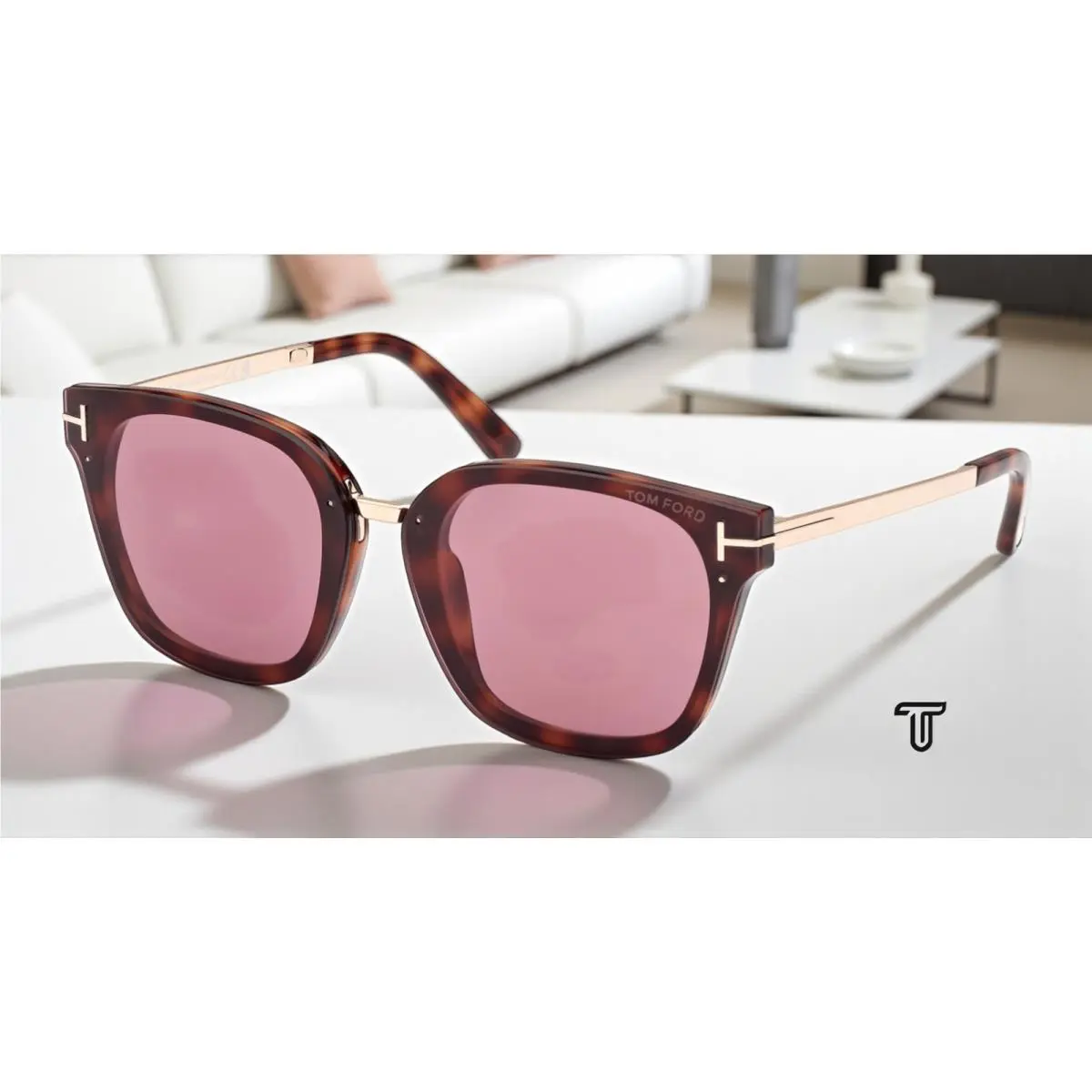 Philippa FT1014 52Y Dark Havana Violet 68 mm Women`s Sunglasses by Tom Ford