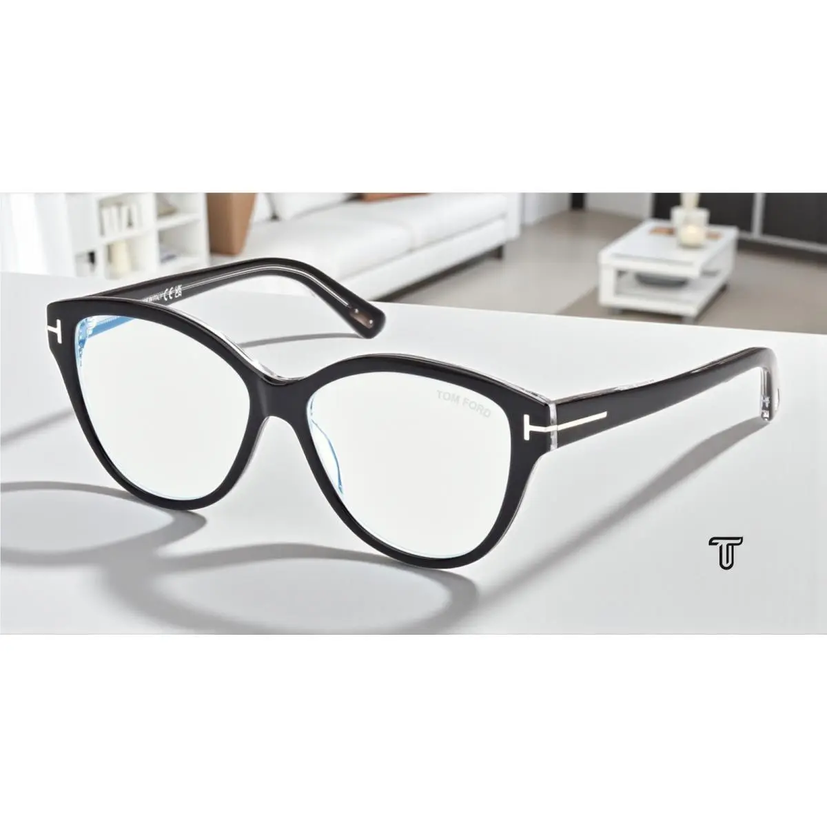 Tom Ford Women`s Eyeglasses Black/crystal Acetate Cat Eye Frame FT5954-B 003