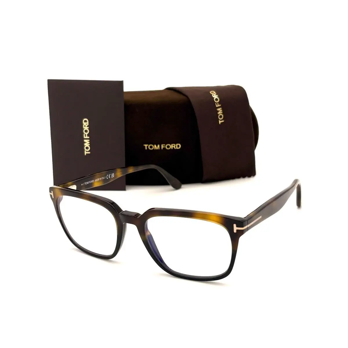 Tom Ford FT5626-B 056 Havana Black / Blue Block Clear 53mm Eyeglasses TF5626 - Frame: Havana Black