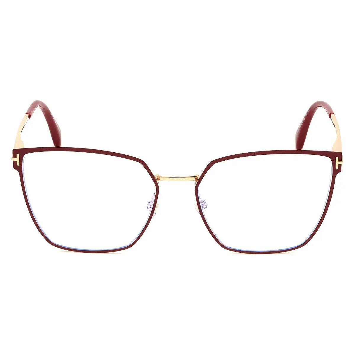 Tom Ford FT5574-B Eyeglasses Red Enamel Shiny Rose Gold Red Blue 55mm