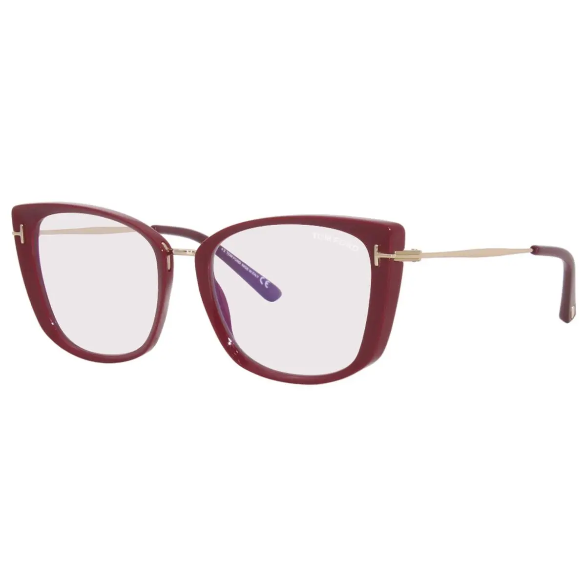 Tom Ford Blue Block Shiny Fuchsia with Gold Women`s Eyeglass Frames