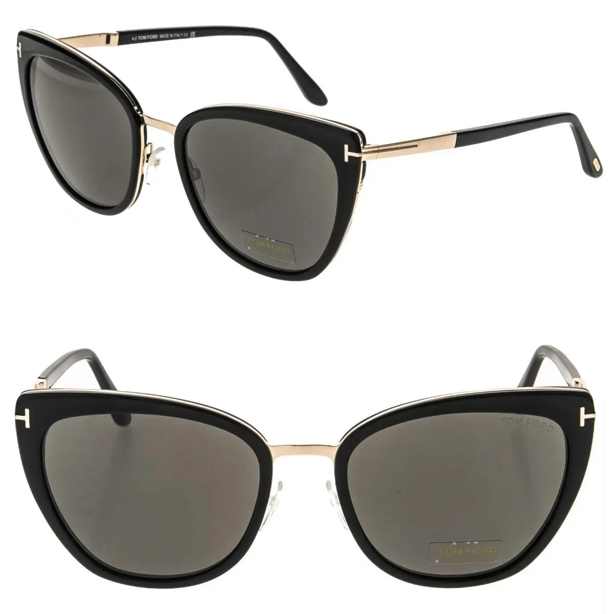 Tom Ford Simona TF0717 01A Black Gold Fashion Sunglasses 717 FT0717 - Frame: Black, Lens: Black