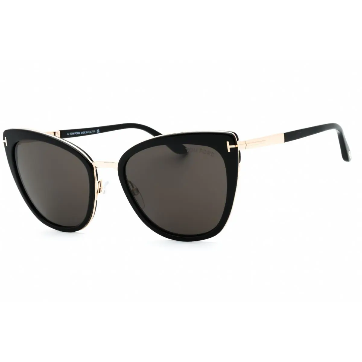 Tom Ford Women Butterfly Sunglasses FT0717 Simona 01A Shiny Black/smoke 57mm - Frame: Black, Lens: Brown