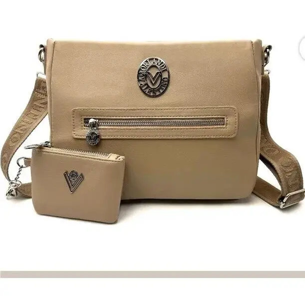 Valentino Orlandi Crossbody Shoulder Bag w/ Wallet Embossed Logo Strap