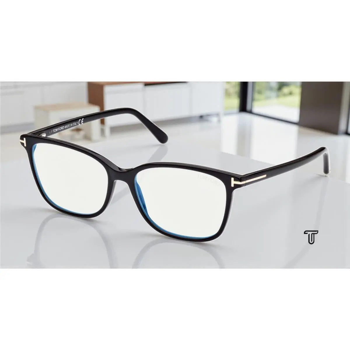 Tom Ford FT5842 B 001 Plastic Shiny Black 54 mm Women`s Eyeglasses