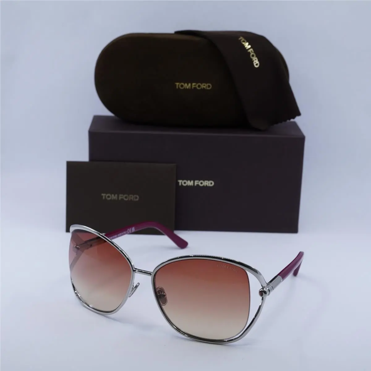 Tom Ford FT1091 16T Shiny Palladium/bordeaux Gradient 62-16-120 Sunglasses