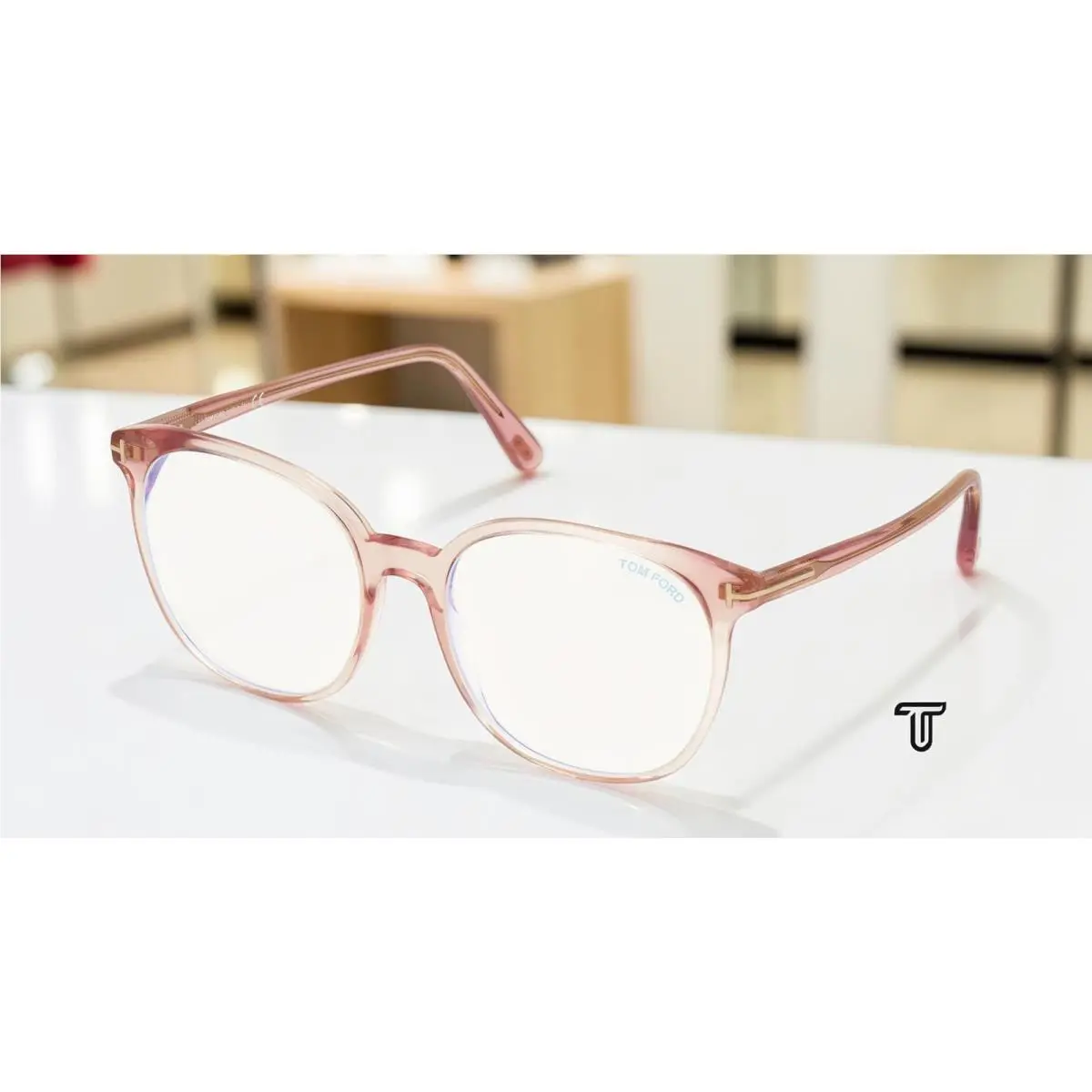 Tom Ford FT5671-F-B 072 Shiny Pink Clear Lens Plastic 55 mm Women`s Eyeglasses
