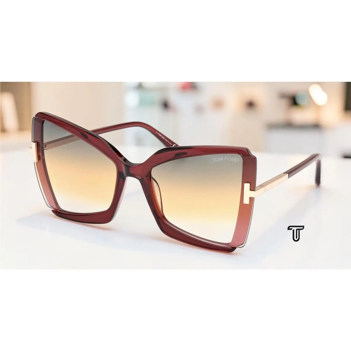 Tom Ford FT0766 69T Gia Shiny Bordeaux Gradient Butterfly 63mm Womens Sunglasses - Frame: Shiny Bordeaux, Lens: Gradient Butterfly