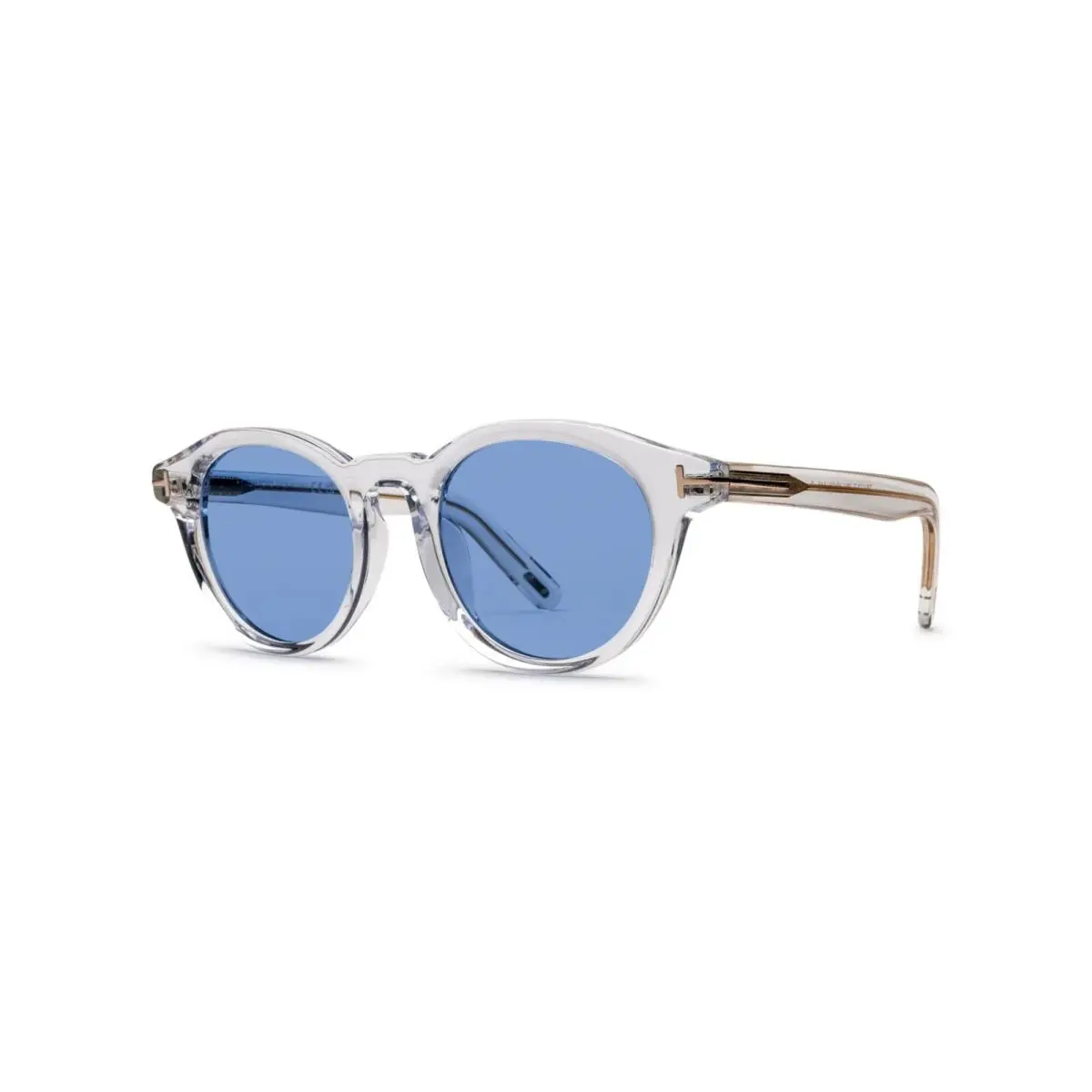 Tom Ford FT 1123 D 26V Acetate Crystal Blue Round Sunglasses 49mm