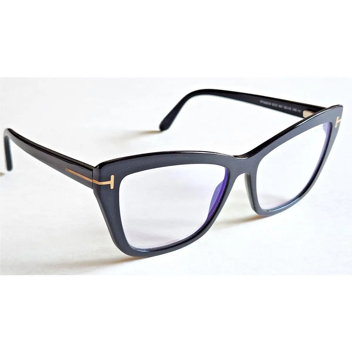 Tom Ford Blue Block Shiny Black Cat`s Eye Women`s Eyeglass Frames