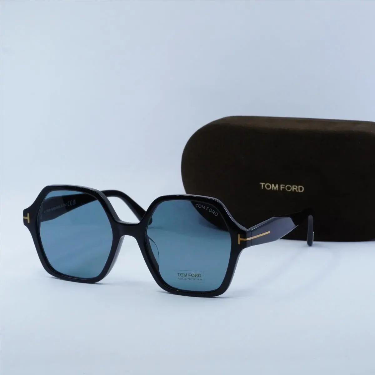 FT1032 01A Shiny Black/smoke Blue 56-19-140 Sunglasses by Tom Ford