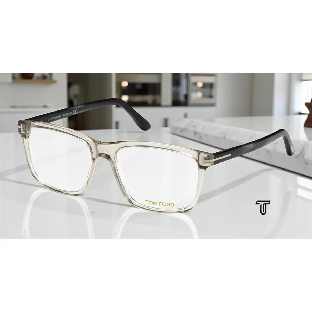 Tom Ford FT5479-B 020 Grey Clear Lens Plastic 56 mm Men`s Eyeglasses