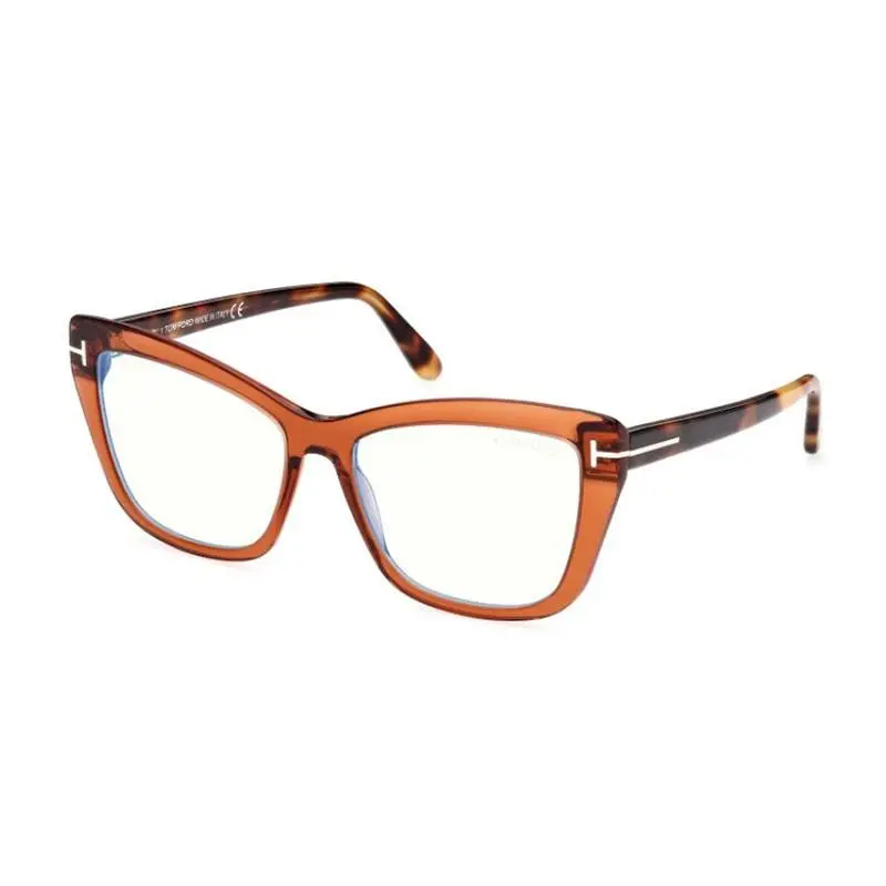 Tom Ford FT5826-B 048 Shiny Dark Brown/clear Blue Light Block 55mm