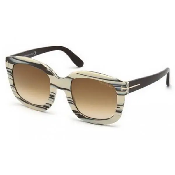 Christophe Sunglasses Ivory Black Frame Brown Lens FT279 25F 53-23 140 by Tom Ford