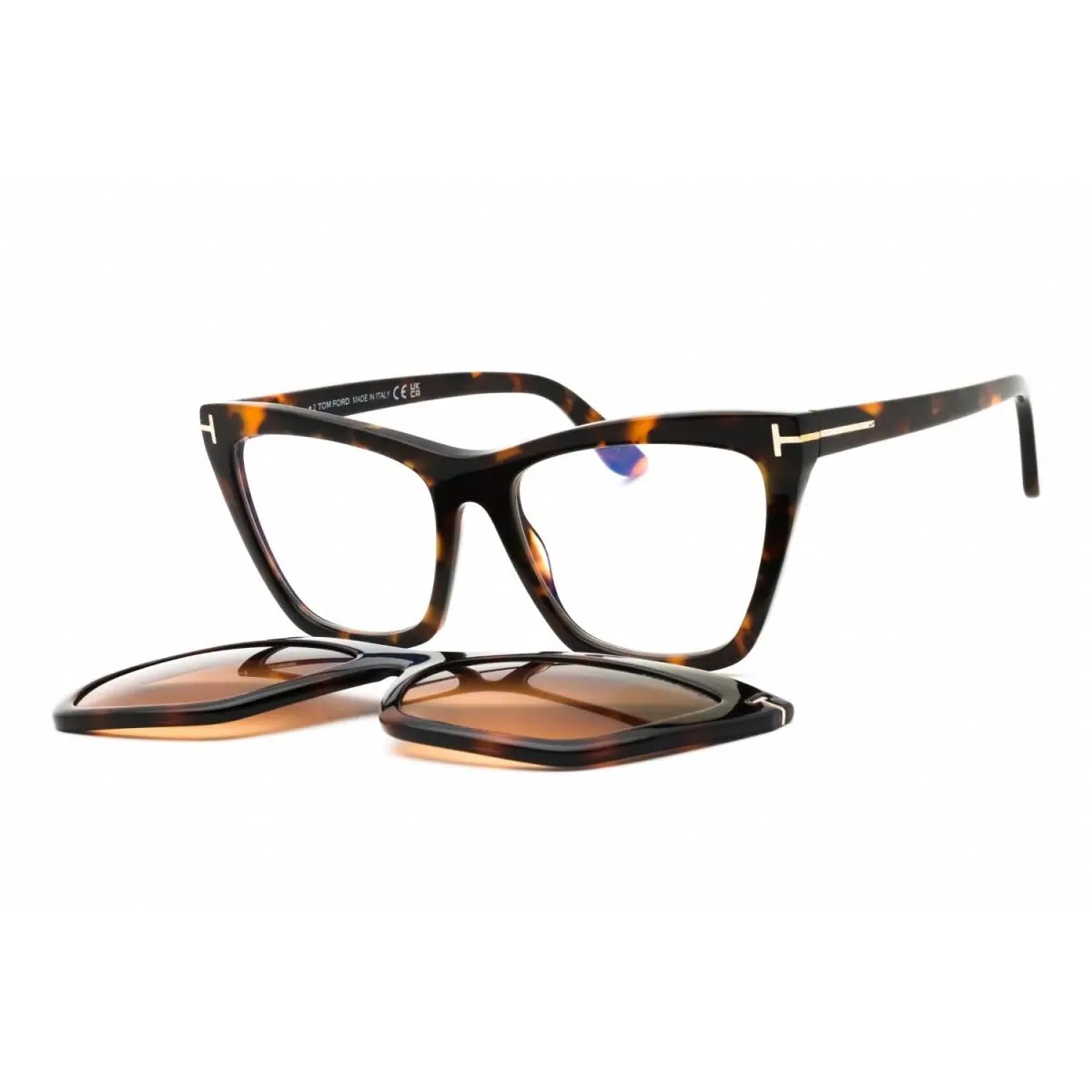 Tom Ford Clip On FT5971-B-052 Eyeglasses 54mm - Frame: dark havana