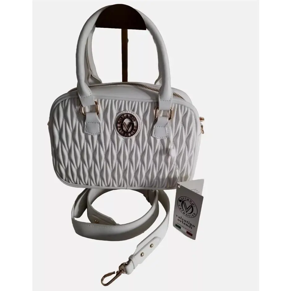 Valentino Orlandi Quilted Satchel Crossbody Bag White