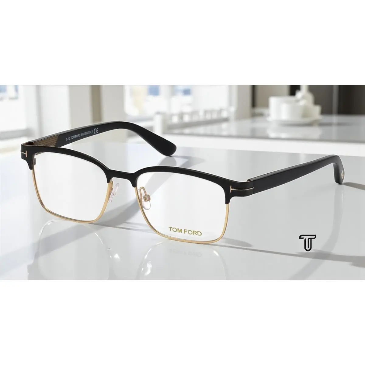 FT5323 002 Matte Black Clear Lens Metal 54 mm Men`s Eyeglasses by Tom Ford