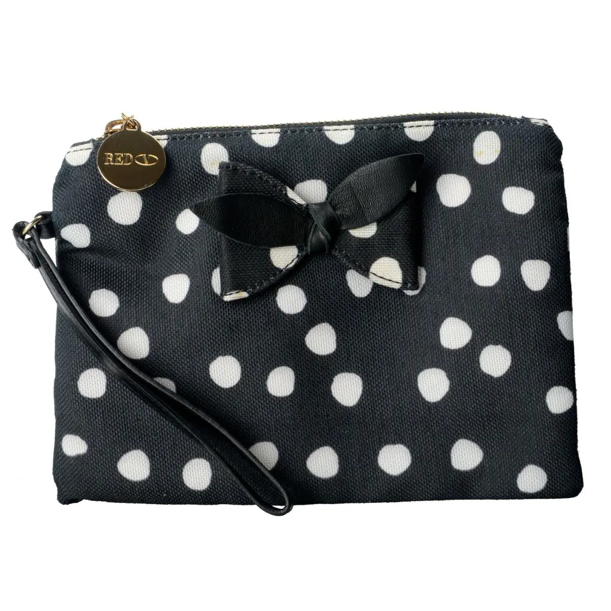 Red Valentino Women`s Canvas Polka Dots Wristlet Clutch