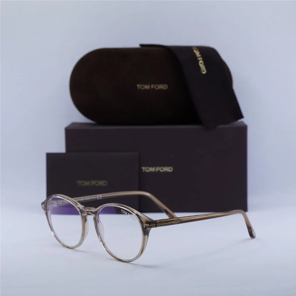 Tom Ford FT5753-B 045 Transparent Brown/clear Blue Light Block 51mm