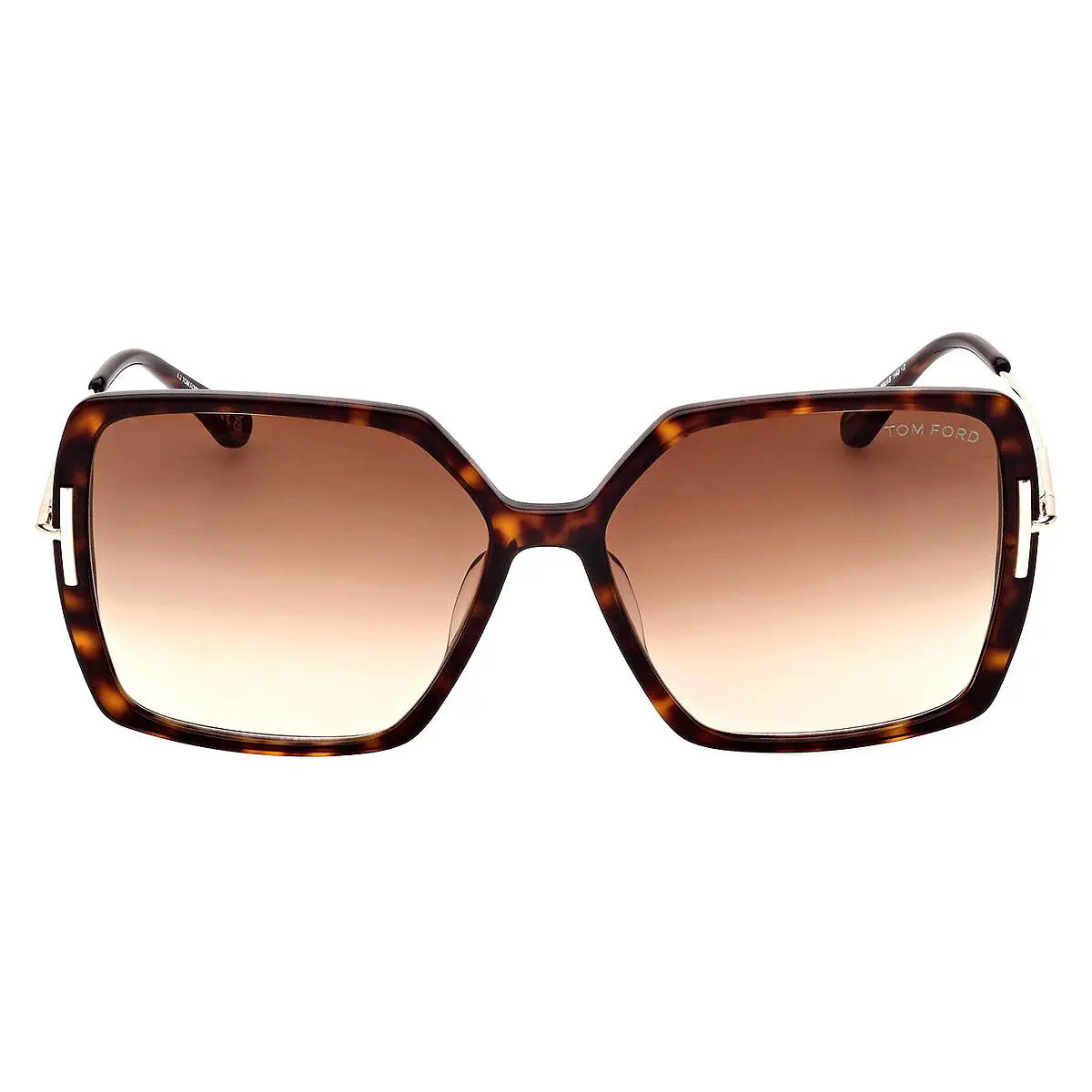 Tom Ford FT1039-F Joanna Sunglasses Women Butterfly 59mm - Frame: Shiny Dark Havana/Shiny Rose Gold/T Logo / Gradient Brown, Lens: Gradient Brown