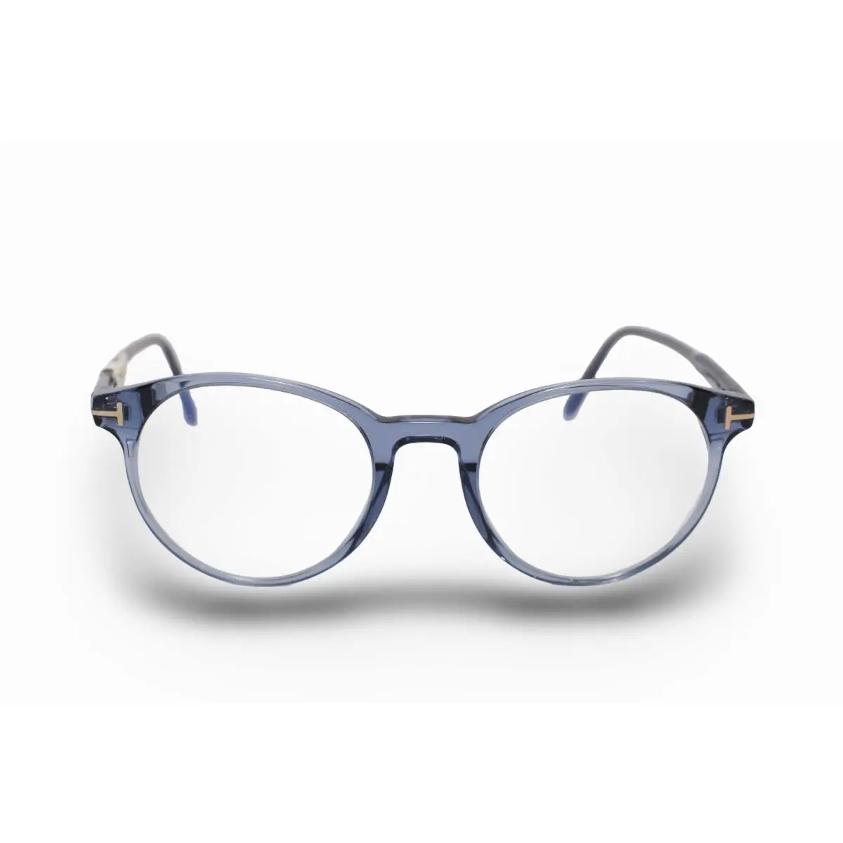 FT5695-B 090 Shiny Transparent Blue Round RX Eyeglasses 49-20-145 by Tom Ford