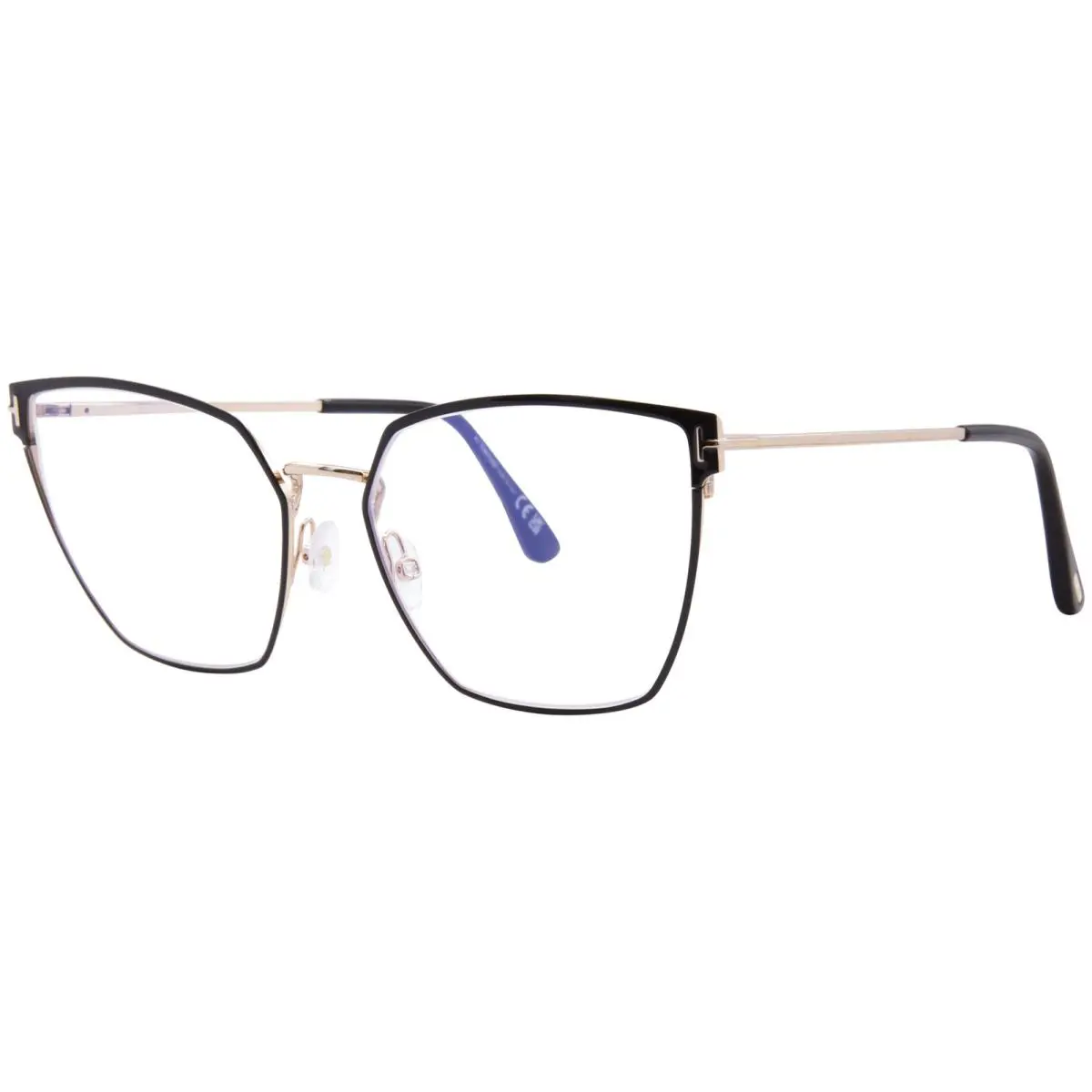Tom Ford FT5574 B 001 Shiny Black Metal Blue Filter 55 mm Women`s Eyeglasses