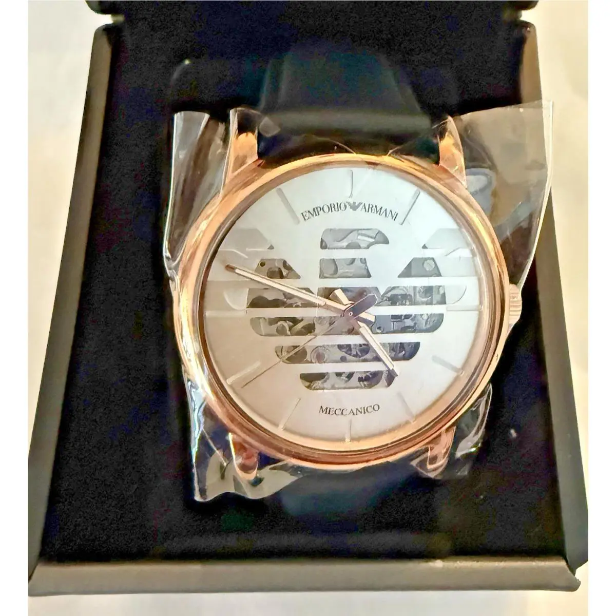 Armani Luigi Skeleton Leather Automatic Men`s Watch AR60031
