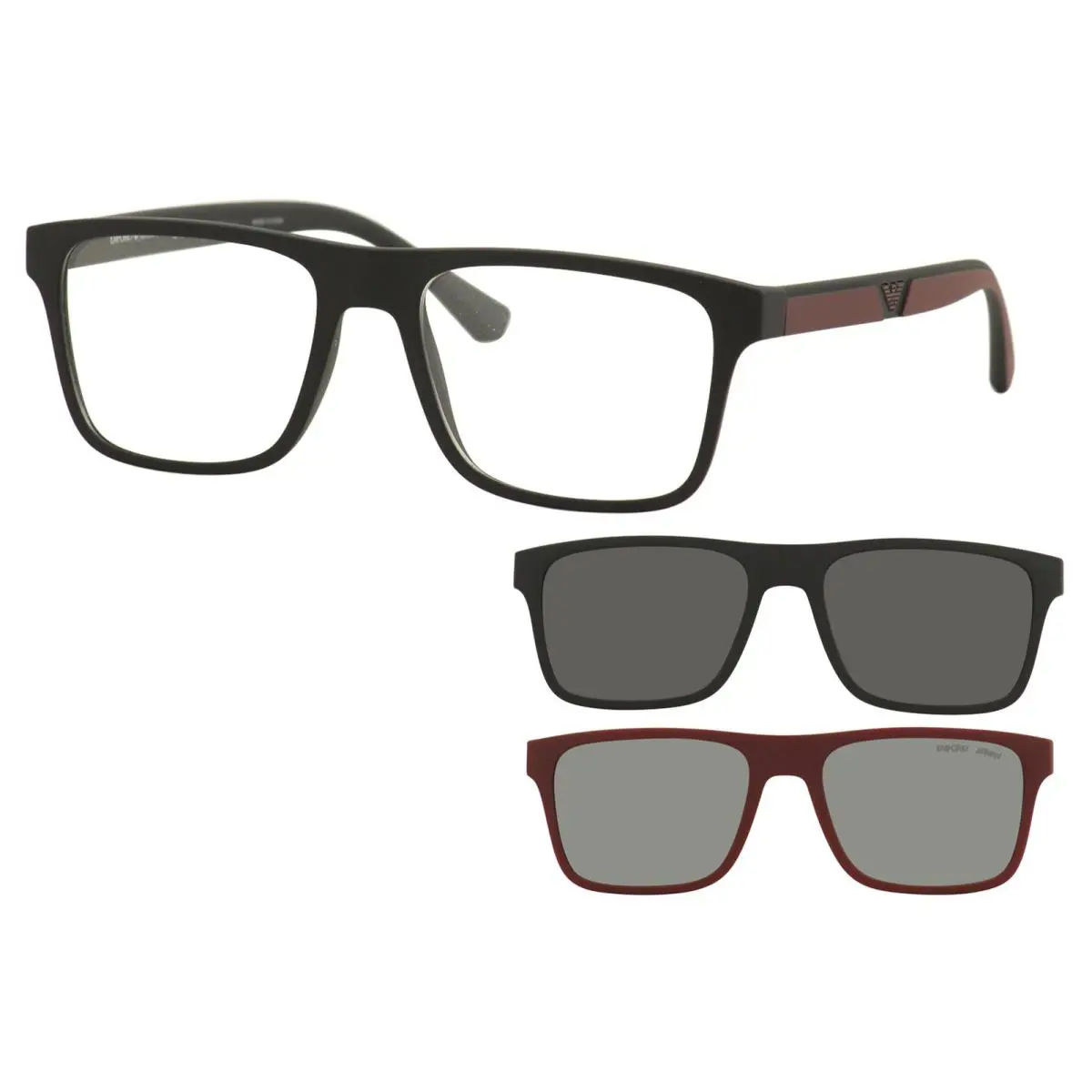 Emporio Armani Men`s EA4115F 5042/1W Matte Black w/ Two Clip-ons Sunglasses 54mm