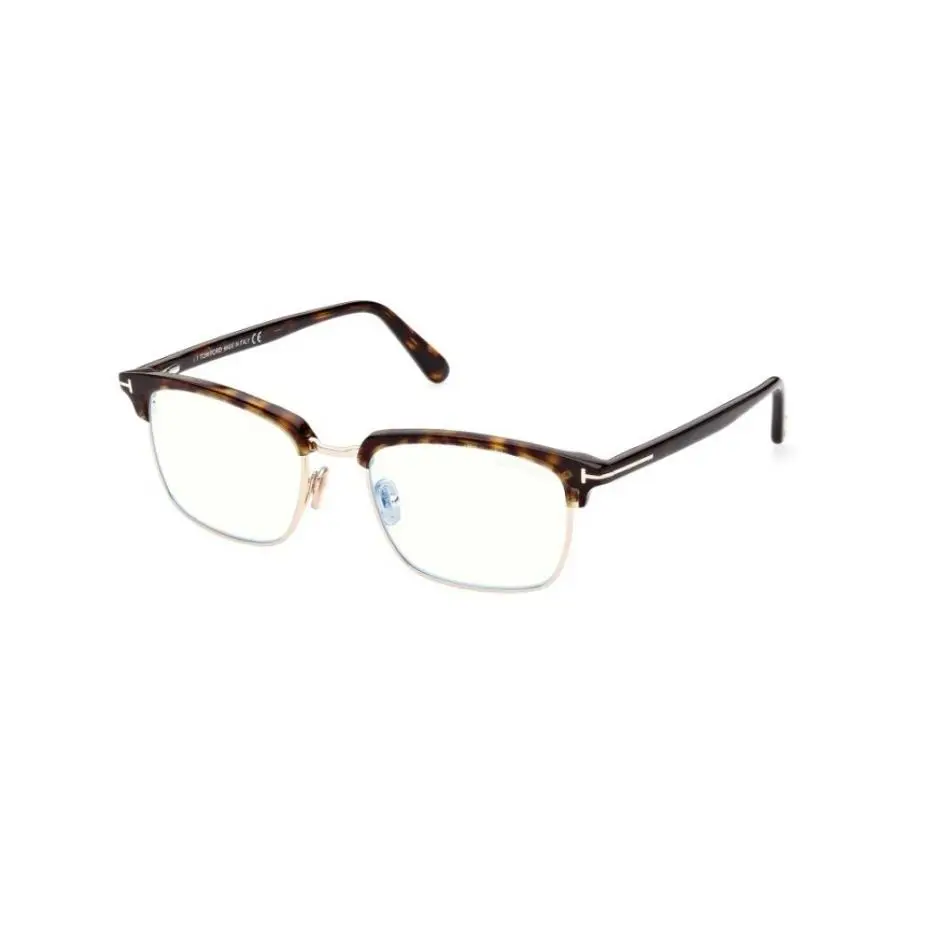 Tom Ford FT5801-B 052 Rose Gold Dark Havana Blue Block Demo Lens 54mm Eyeglasses