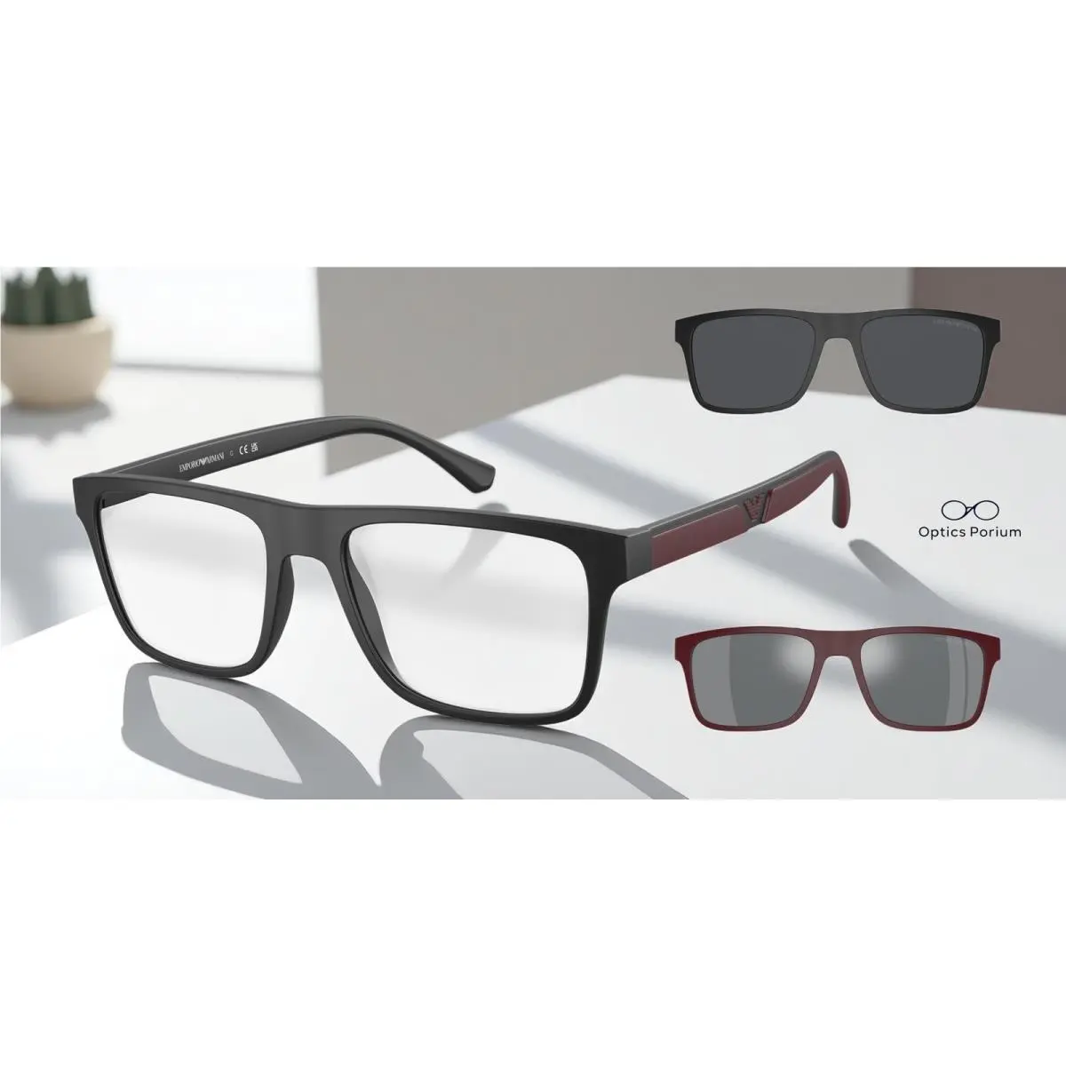 Emporio Armani EA4115 50421W Matte Black Clear 54 mm Men`s Sunglasses