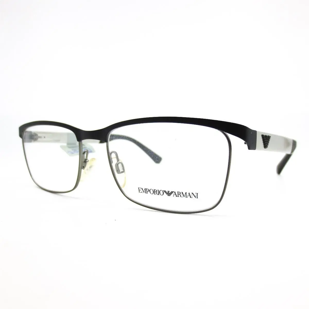 Emporio Armani EA1057 3001 Black Gray Half Rim Metal Eyeglasses 52-17-140