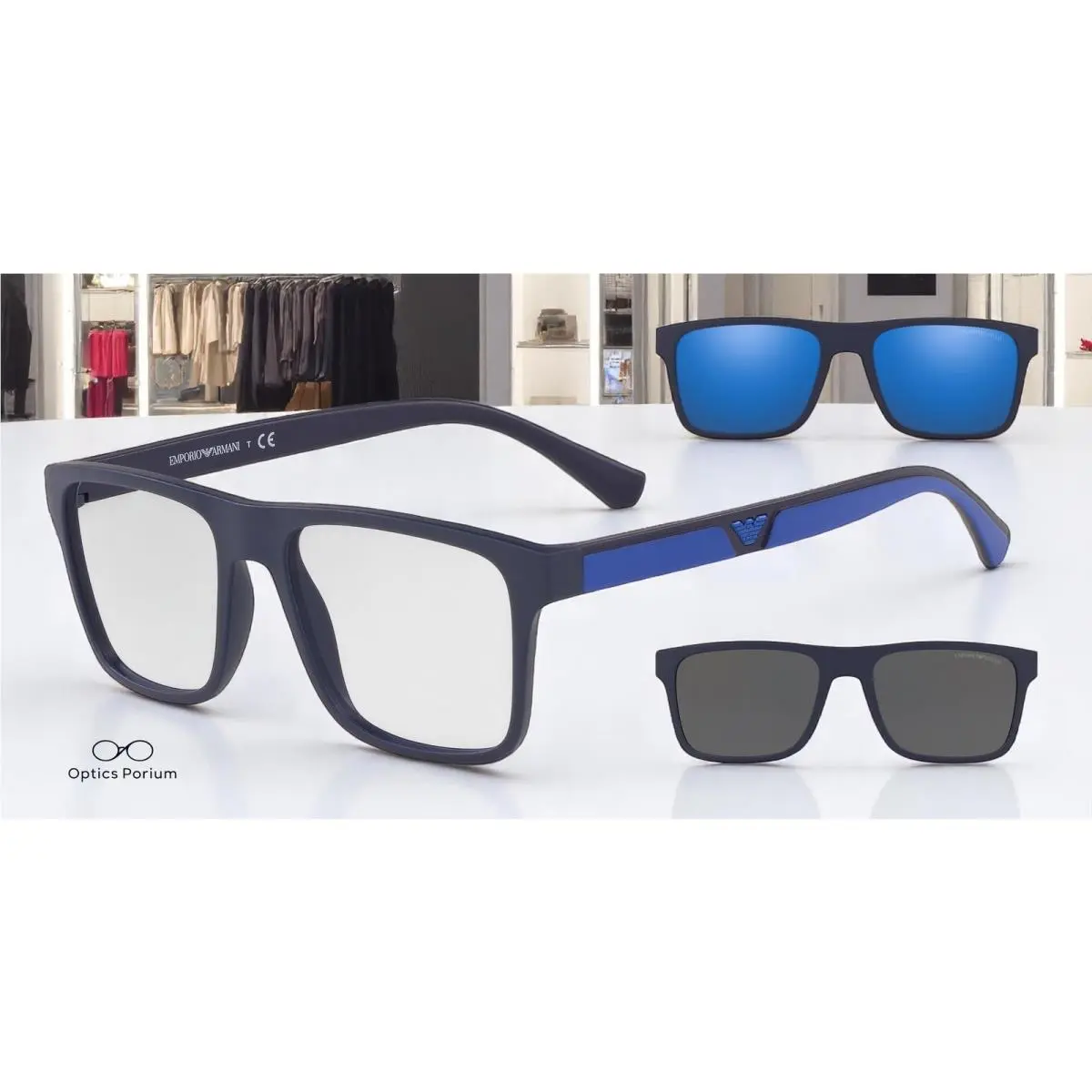 Emporio Armani EA4115 57591W Matte Dark Blue Clear 54 mm Men`s Sunglasses