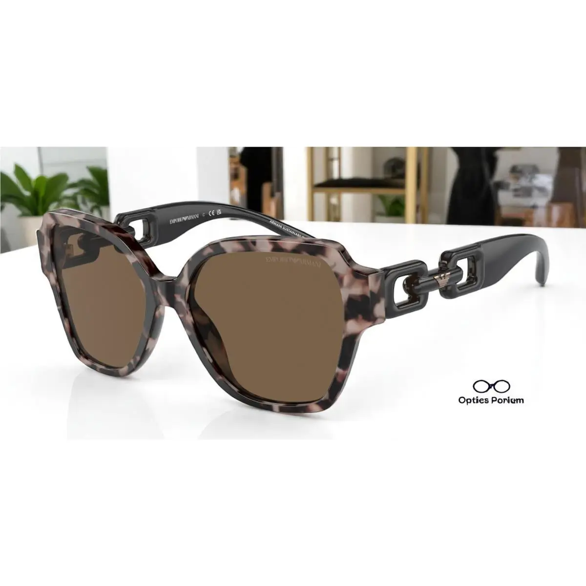 Emporio Armani 0EA4202 541073 Shiny Pink Havana Square Sunglasses