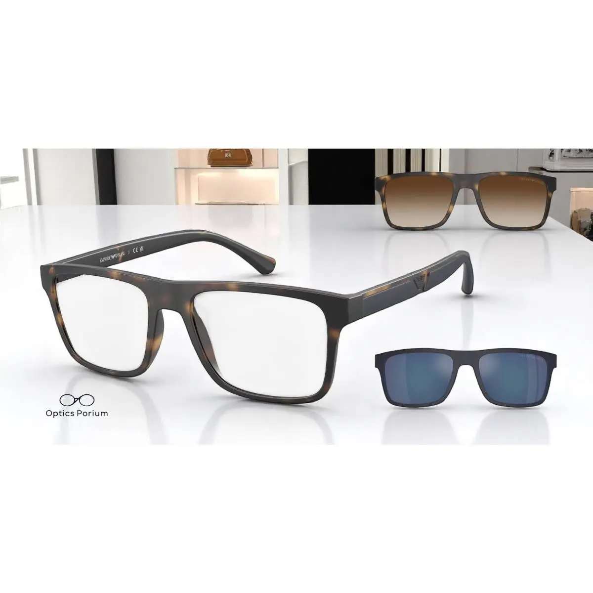 EA4115 50891W Matte Havana Clear 54 mm Men`s Sunglasses by Emporio Armani
