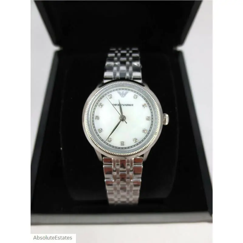 Emporio Armani Silver Stainless Mop Crystal Dial Ladies Watch AR1803