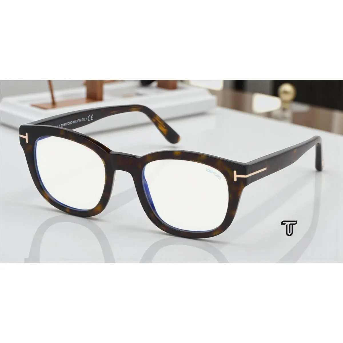 Tom Ford FT5542-B 052 Dark Havana Clear Lens Plastic 50 mm Men`s Eyeglasses