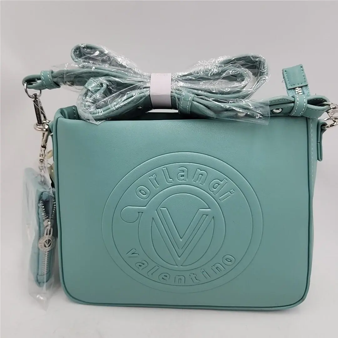 Valentino Orlandi Embossed Teal Vegan Leather Crossbody Bag Wallet 85 Hx 10 Wx3