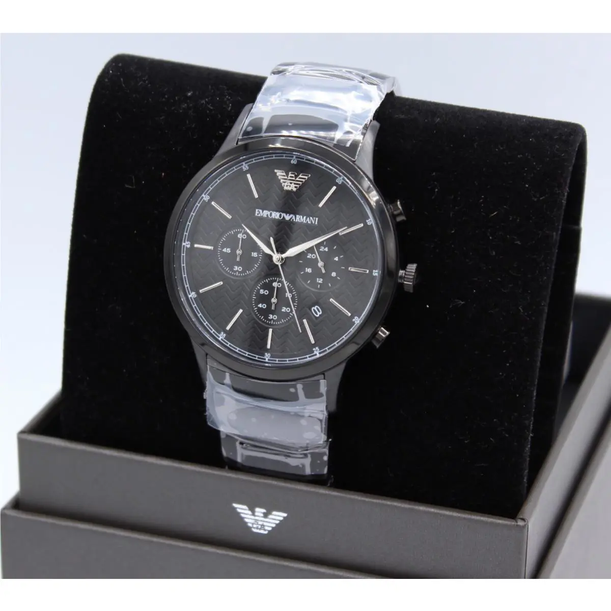 Emporio Armani Renato Classic Black Chronograph Mens Watch AR2485
