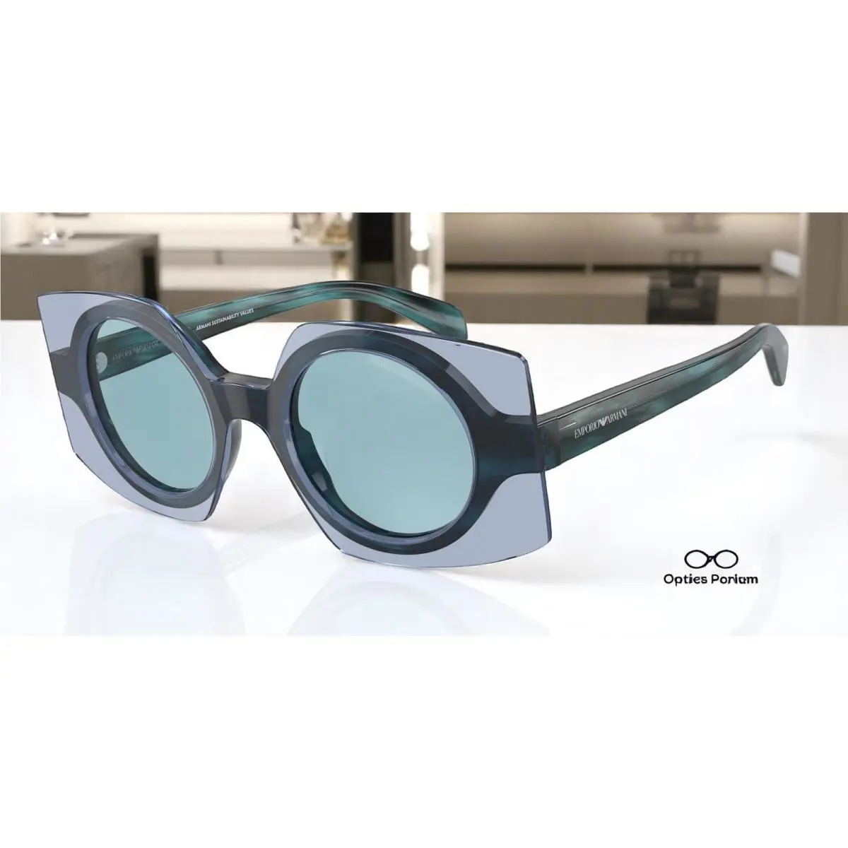 Emporio Armani EA4207 603180 Blue Top Blue Light Blue 46 mm Women`s Sunglasses